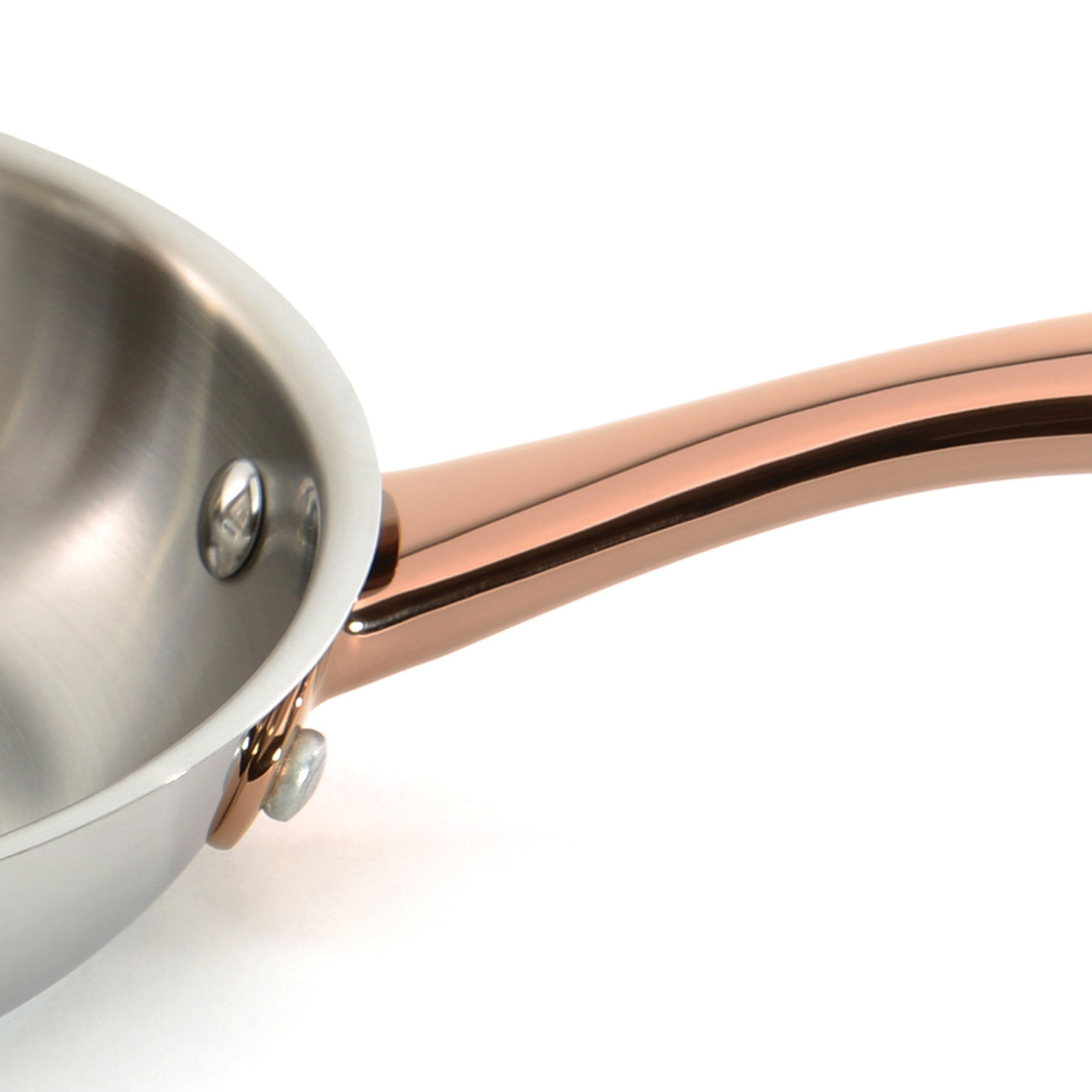 BergHOFF Ouro Gold 18/10 Stainless Steel 3Pc Cookware Set For One With Glass Lid, Rose Gold Handles