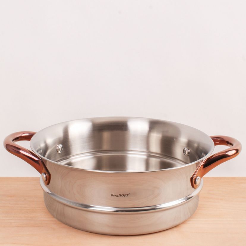 BergHOFF Ouro 18/10 Stainless Steel 3Pc Steamer Set With Glass Lid, Rose gold