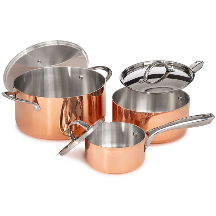 BergHOFF Copper Tri-Ply 6Pc Cookware Set With Matching Lids, Polished