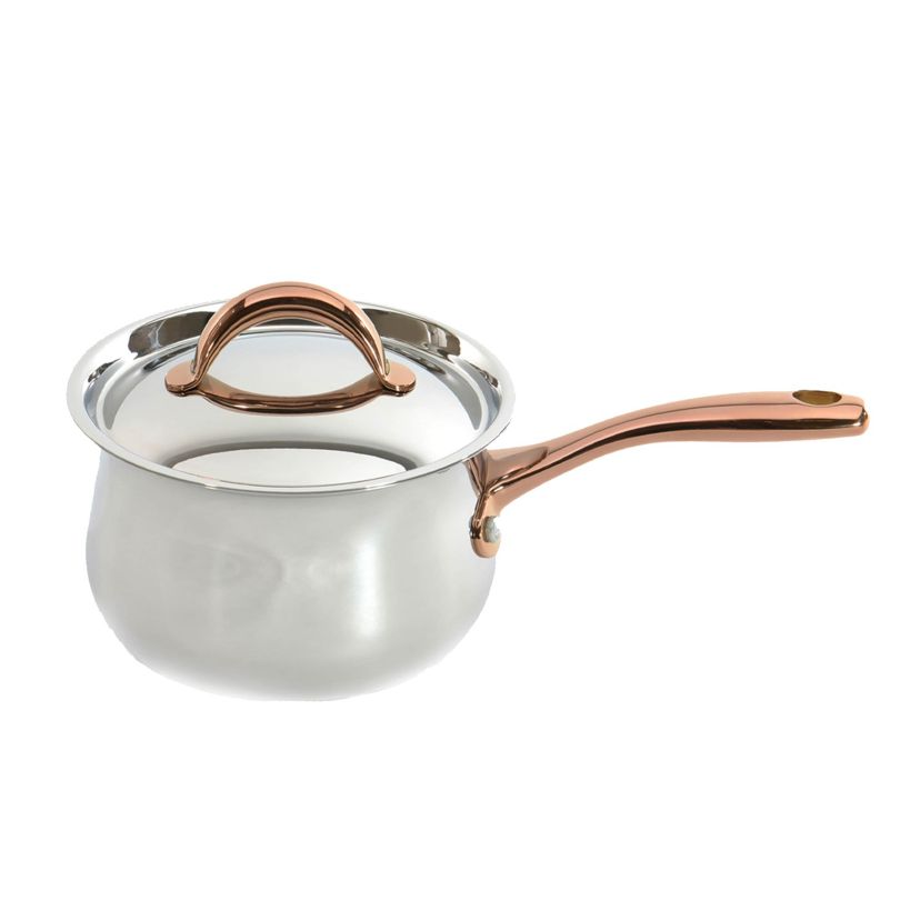 BergHOFF Ouro Gold 18/10 Stainless Steel 5Pc Starter Cookware Set With Lids, Rose Gold Handle