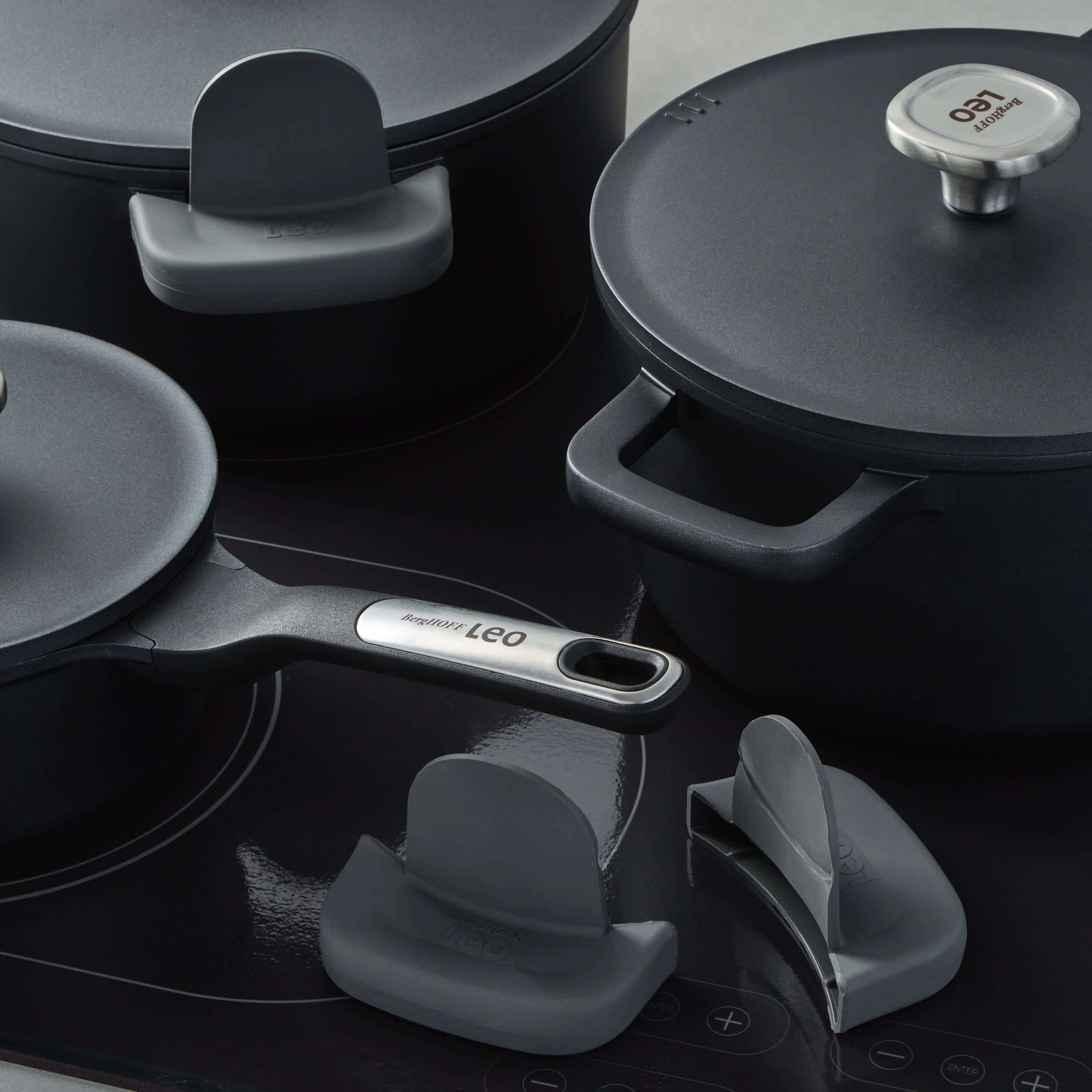 BergHOFF Phantom 6Pc Nonstick Ceramic Cookware Set with Lids, Recycled Cast Aluminum