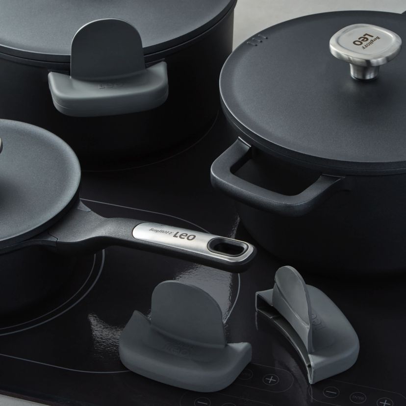 BergHOFF Phantom 6Pc Nonstick Ceramic Cookware Set with Lids, Recycled Cast Aluminum