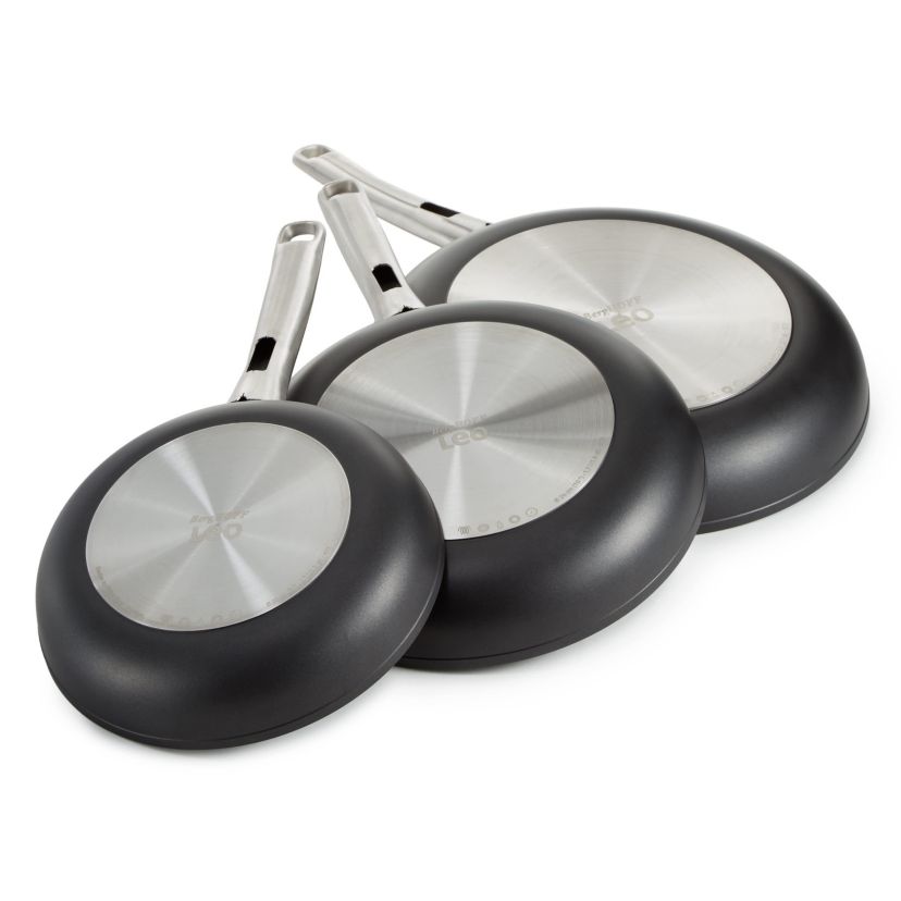 BergHOFF Graphite 3Pc Nonstick Ceramic Frying Pan/Skillet Set, Recycled Aluminum
