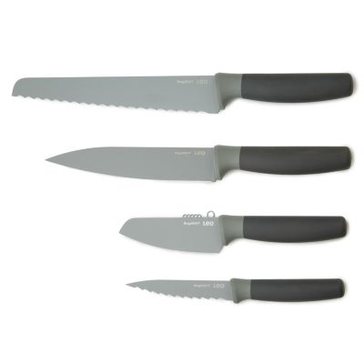BergHOFF Balance 4Pc Nonstick Knife Set, Recycled Material, Protective Sleeve Included, Grey
