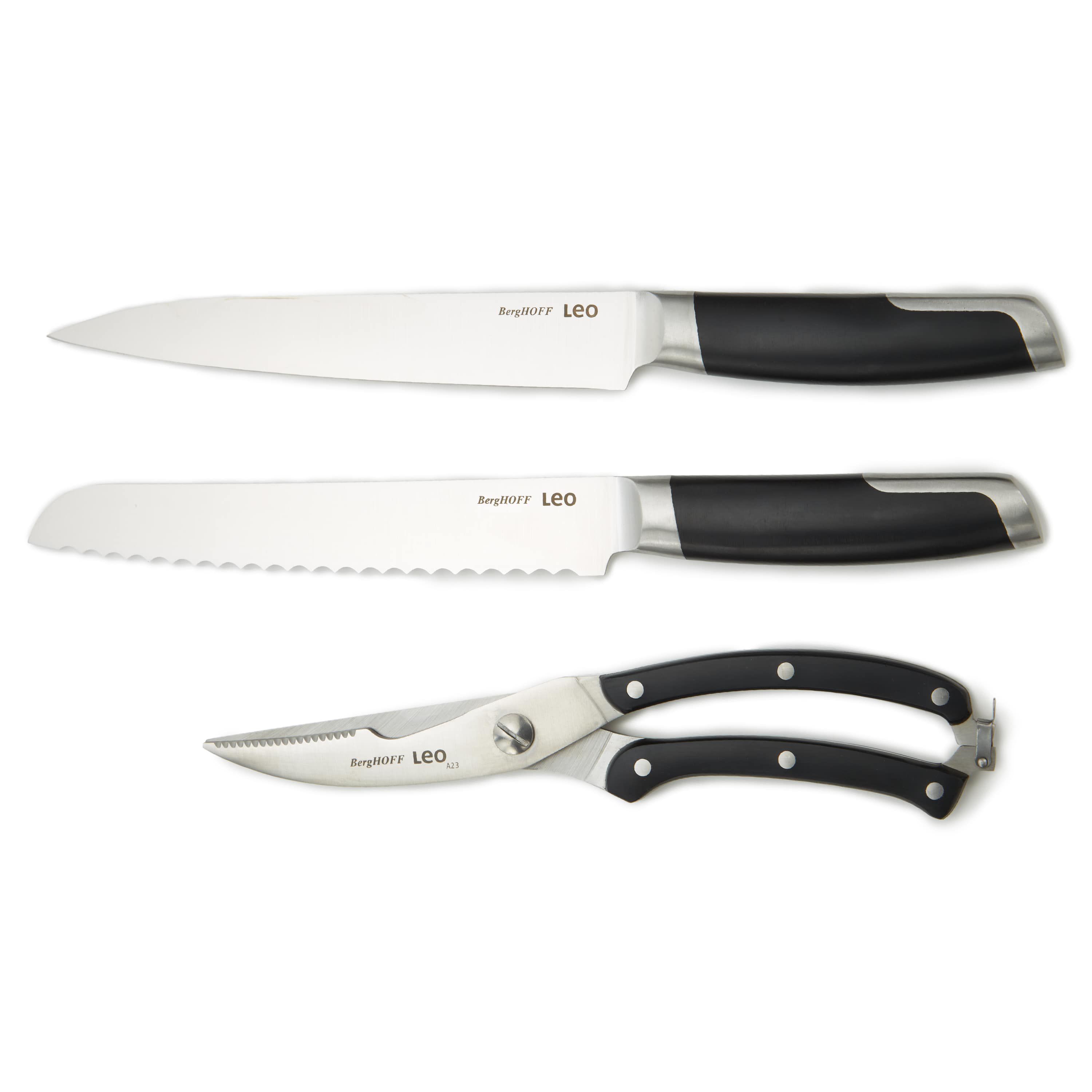 BergHOFF GRAPHITE 3Pc Stainless Steel Forged Cutlery Set, Black