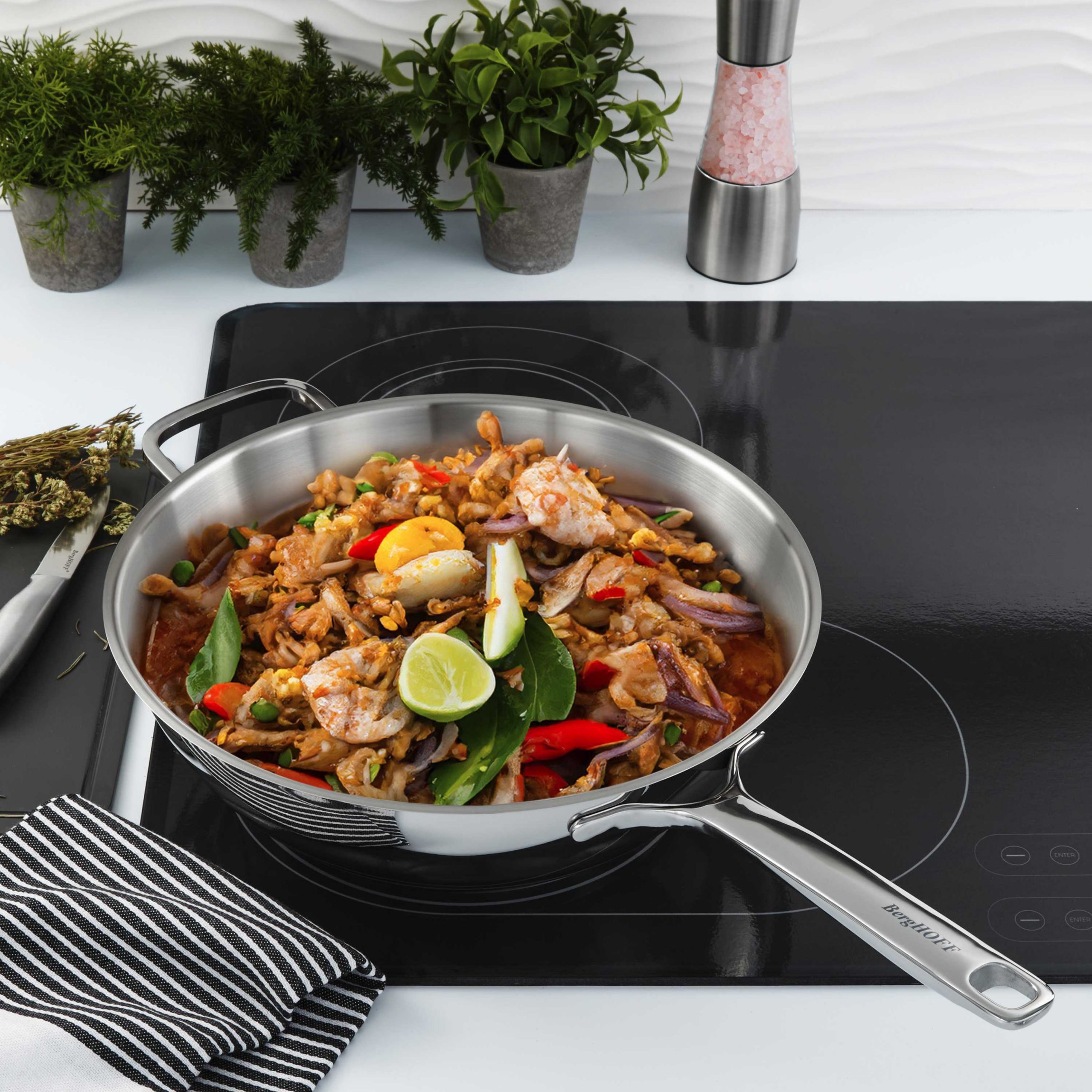 BergHOFF Helix 2Pc Recycled 18/10 Stainless Steel Stir Frying Cookware Set
