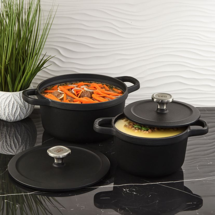 BergHOFF Graphite 4Pc Enameled Cast Iron Cookware Set