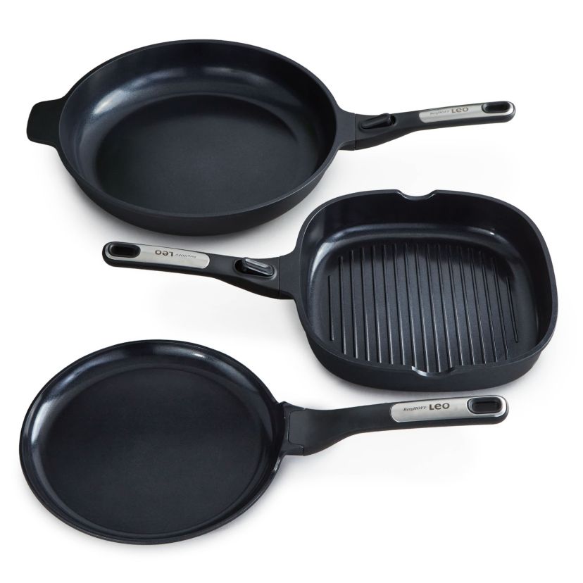 BergHOFF Phantom 3Pc Nonstick Ceramic Cookware Set, Recycled Cast Aluminum
