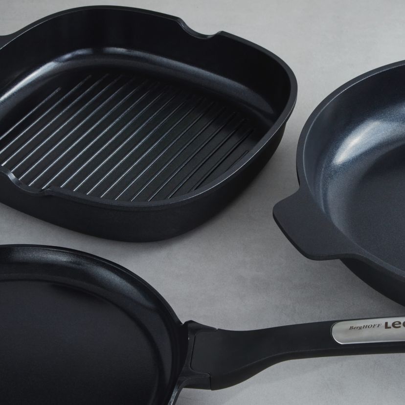 BergHOFF Phantom 3Pc Nonstick Ceramic Cookware Set, Recycled Cast Aluminum