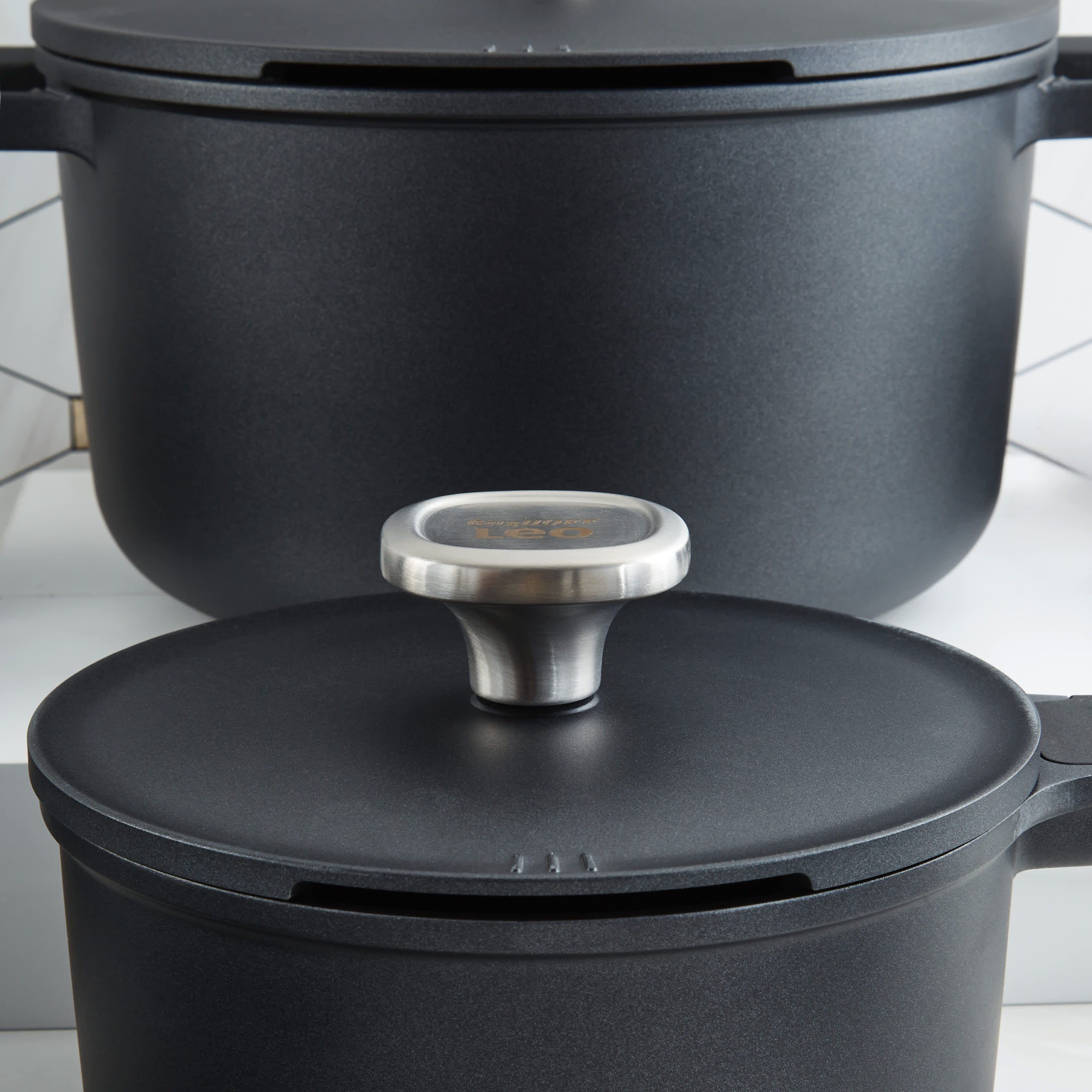 BergHOFF Phantom 8Pc Nonstick Ceramic Cookware Set with Lids, Recycled Cast Aluminum