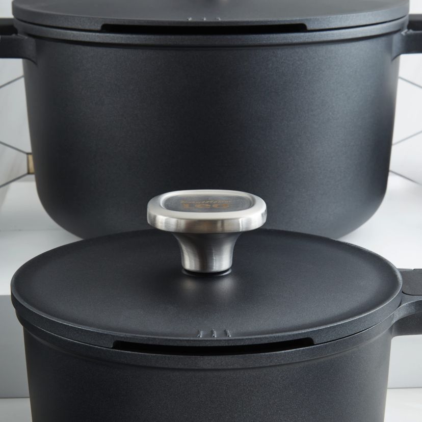 BergHOFF Phantom 8Pc Nonstick Ceramic Cookware Set with Lids, Recycled Cast Aluminum