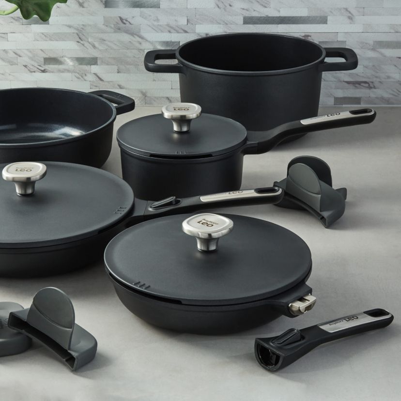 BergHOFF Phantom 8Pc Nonstick Ceramic Cookware Set with Lids, Recycled Cast Aluminum