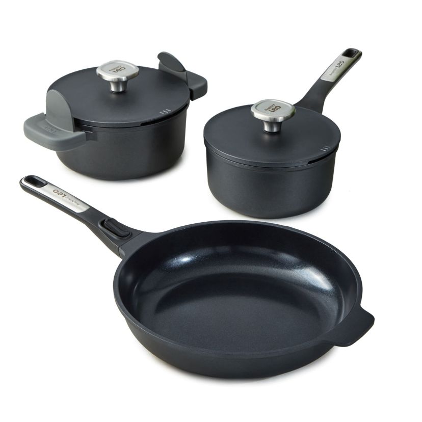 BergHOFF Phantom 5Pc Nonstick Ceramic Cookware Set with Lids, Recycled Cast Aluminum