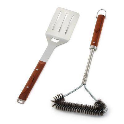 BergHOFF 2Pc Stainless Steel BBQ Brush and Turner Set, Brown, 11 x 14