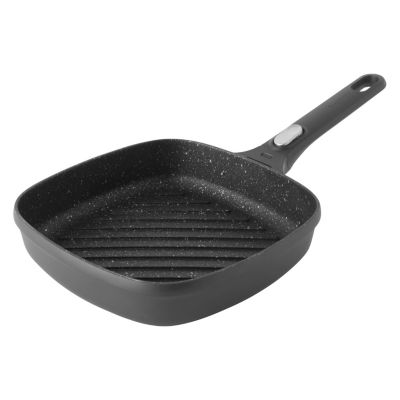 BergHOFF GEM Nonstick Cast Aluminum 11" Square Grill Pan, Grey, Black