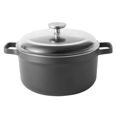 BergHOFF GEM Nonstick Cast Aluminum 10" Stockpot 5.2qt., Glass Lid, Black
