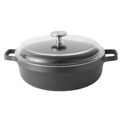BergHOFF GEM Nonstick Cast Aluminum Two-Handle 11" Saute Pan 4.9qt., Glass Lid, Black