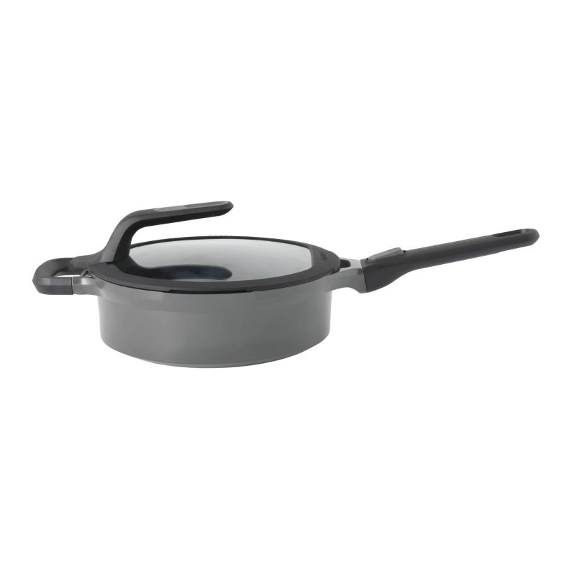 BergHOFF GEM Nonstick Sauté Pan 10" 3.5qt., Stay-cool, Detachable Handle, Glass Lid, Ferno-Green, Non-Toxic Coating, Induction Cooktop Ready
