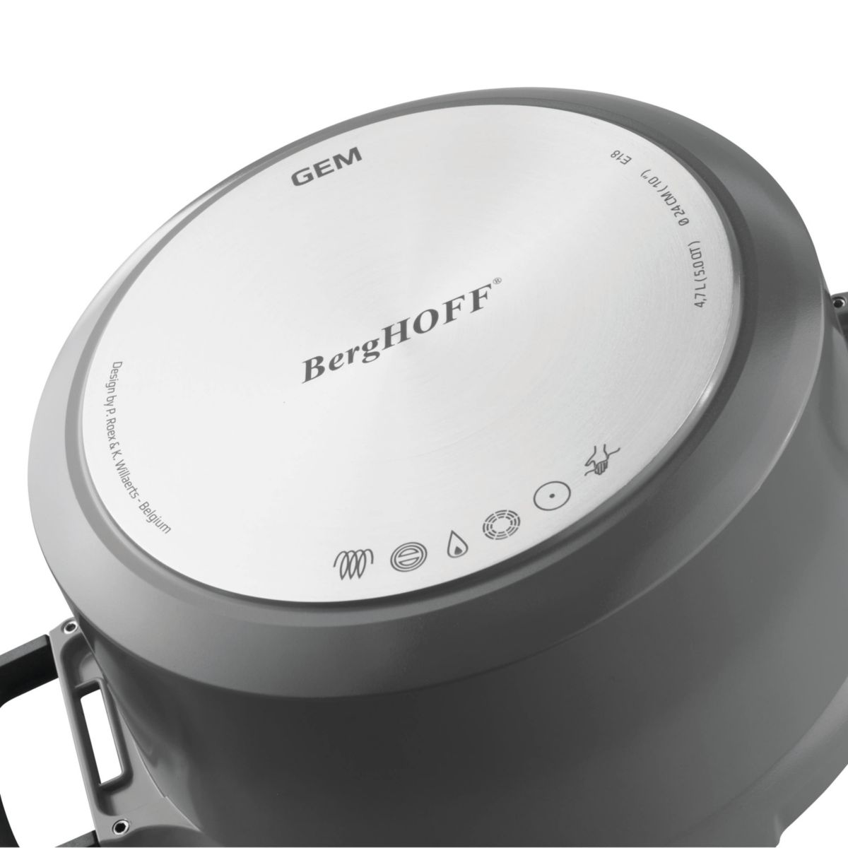 BergHOFF GEM Nonstick Sauté Pan 11" 4.9qt., Stay-cool, Detachable Handle, Glass Lid, Ferno-Green, Non-Toxic Coating, Induction Cooktop Ready