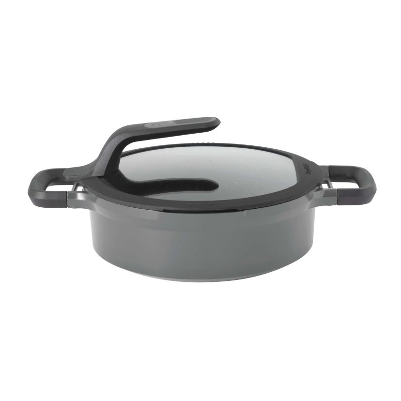 BergHOFF GEM Nonstick 2-Handle Sauté Pan 10" 3.5qt., Glass Lid, Ferno-Green, Non-Toxic Coating, Stay-cool Handle, Induction Cooktop Ready