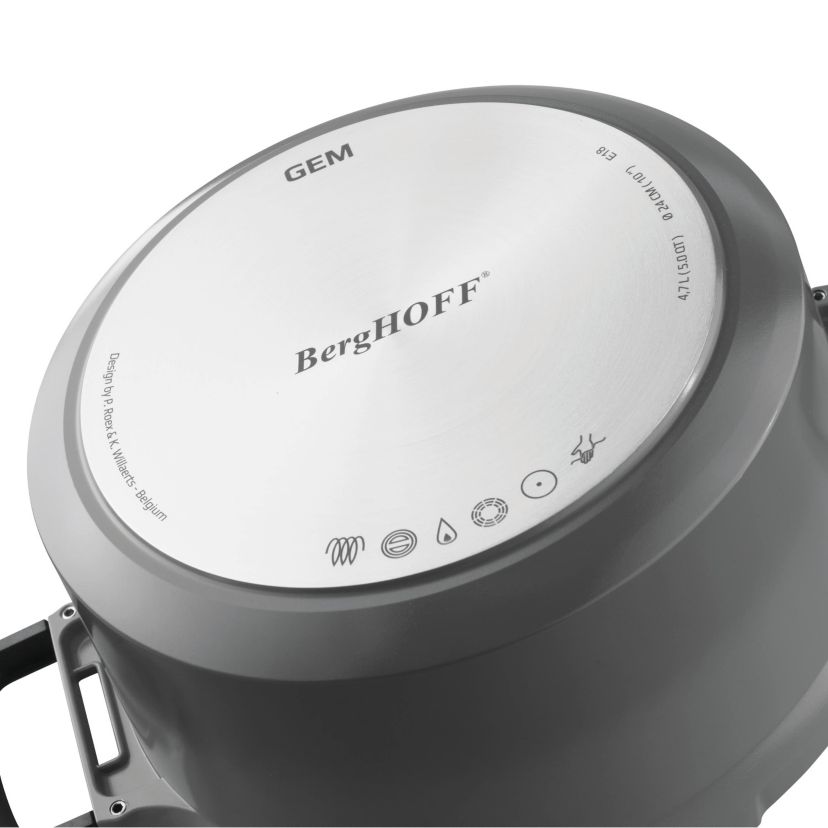 BergHOFF GEM Nonstick 2-Handle Sauté Pan 10" 3.5qt., Glass Lid, Ferno-Green, Non-Toxic Coating, Stay-cool Handle, Induction Cooktop Ready