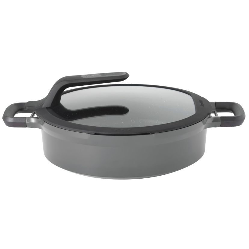 BergHOFF GEM Nonstick 2-Handle Sauté Pan 11" 4.9qt., Glass Lid, Ferno-Green, Non-Toxic Coating, Stay-cool Handle, Induction Cooktop Ready