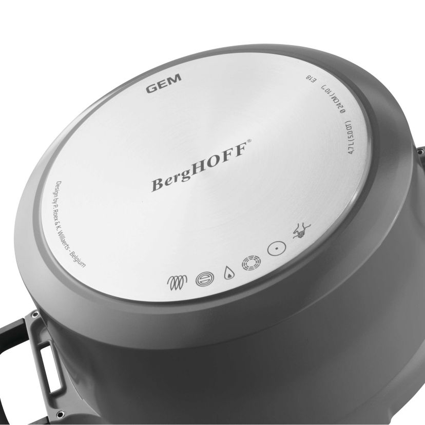 BergHOFF GEM Nonstick 2-Handle Sauté Pan 11" 4.9qt., Glass Lid, Ferno-Green, Non-Toxic Coating, Stay-cool Handle, Induction Cooktop Ready