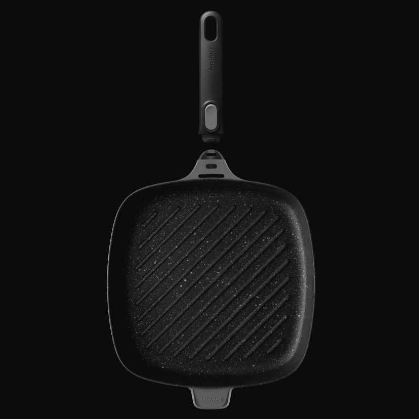 BergHOFF GEM Nonstick Grill Pan 11", Square, Stay-cool, Detachable Handle, Ferno-Green, Non-Toxic Coating, Induction Cooktop Ready