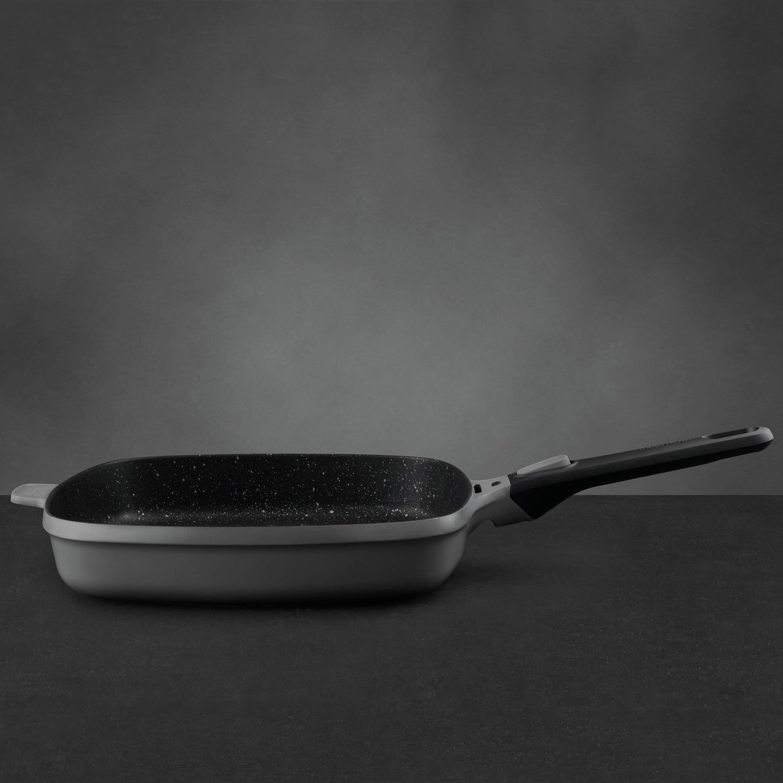 BergHOFF GEM Nonstick Grill Pan 11", Square, Stay-cool, Detachable Handle, Ferno-Green, Non-Toxic Coating, Induction Cooktop Ready