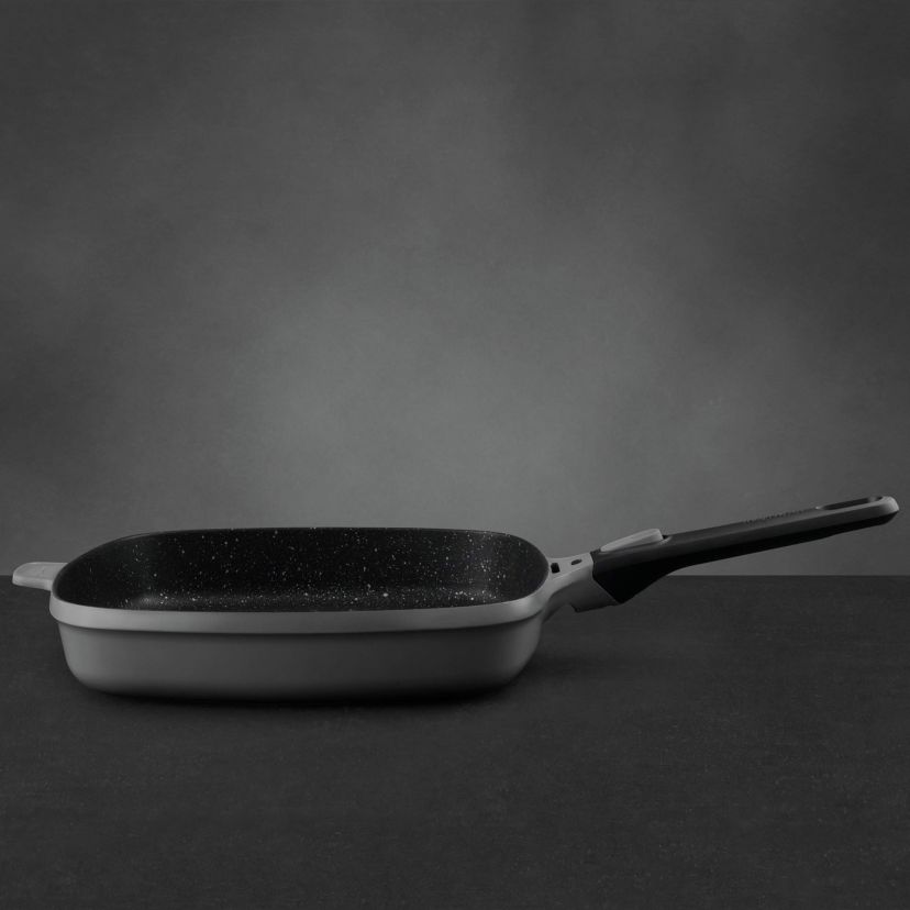 BergHOFF GEM Nonstick Grill Pan 11", Square, Stay-cool, Detachable Handle, Ferno-Green, Non-Toxic Coating, Induction Cooktop Ready