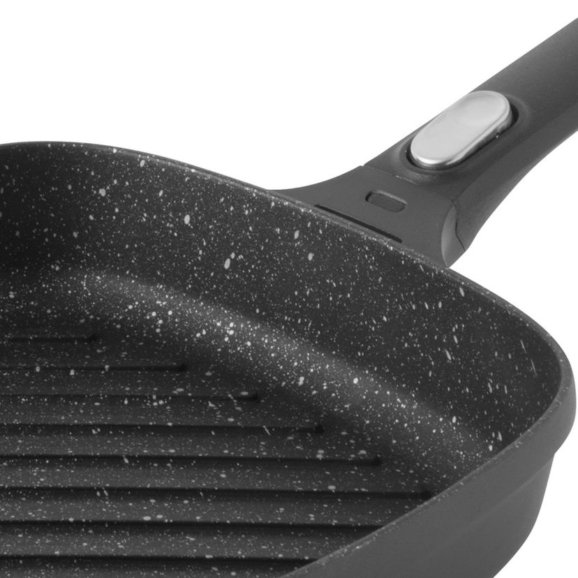 BergHOFF GEM Nonstick Grill Pan 11", Square, Stay-cool, Detachable Handle, Ferno-Green, Non-Toxic Coating, Induction Cooktop Ready