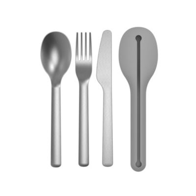 BergHOFF LEO 18/10 Stainless Steel 4Pc Reusable Travel Flatware, Silver and Grey, 10 Pieces
