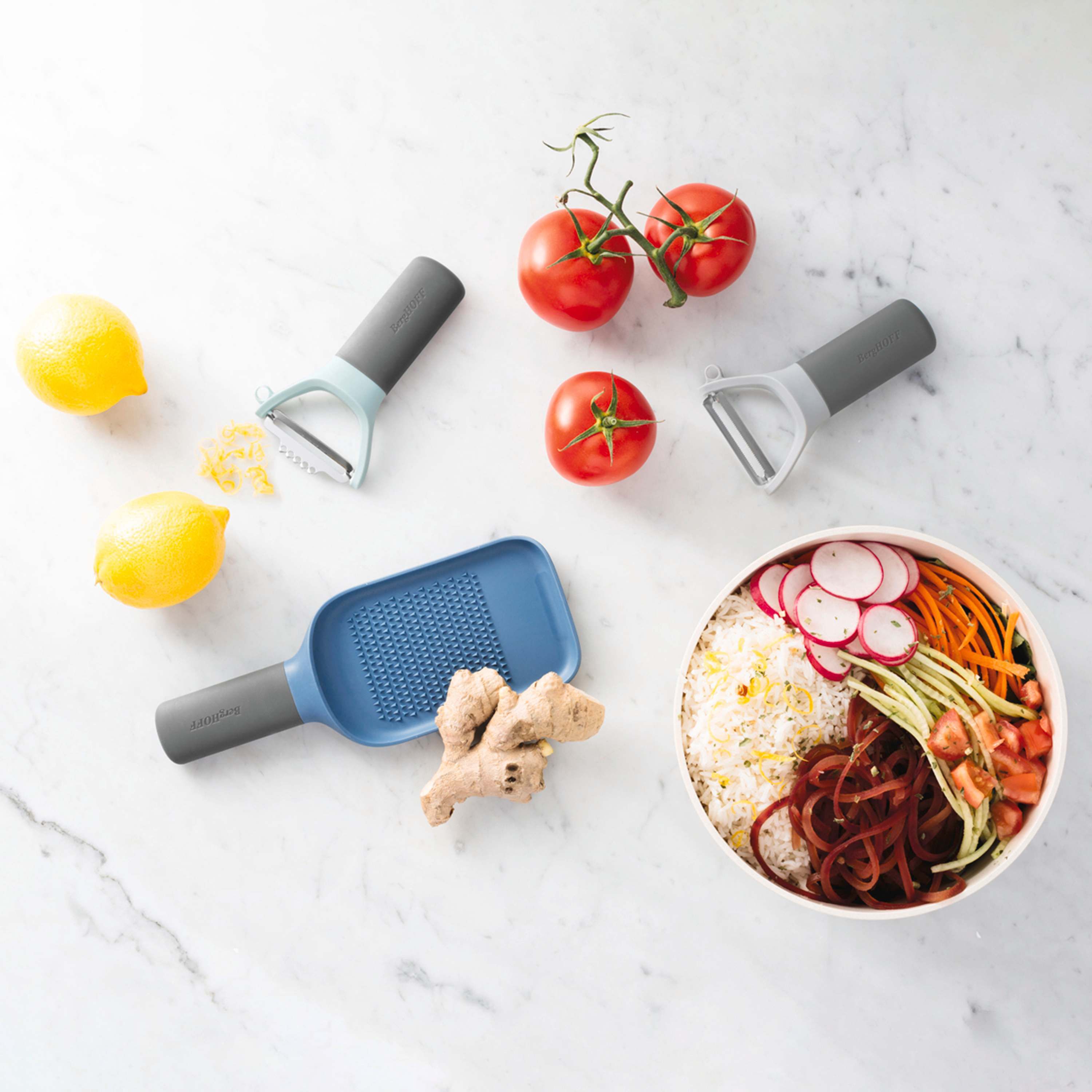 BergHOFF LEO Stainless Steel Blade 3Pc Grater and Peelers Set