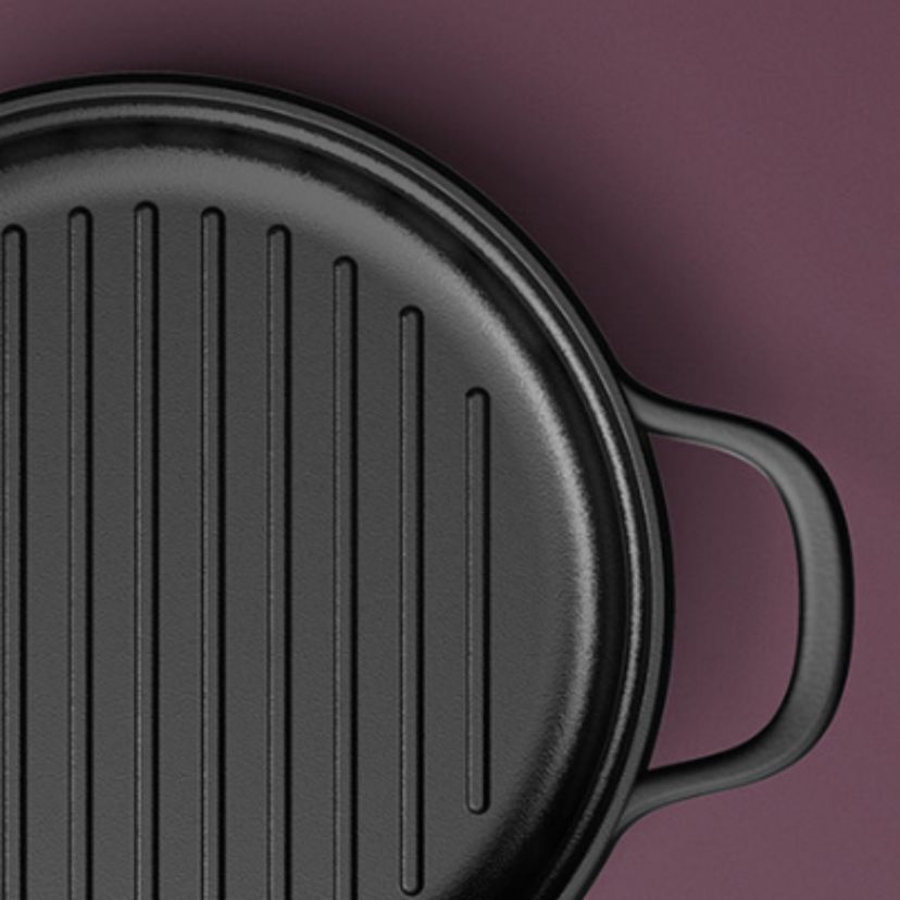 BergHOFF Graphite Enamel Cast Iron Round Grill Pan 10.25"