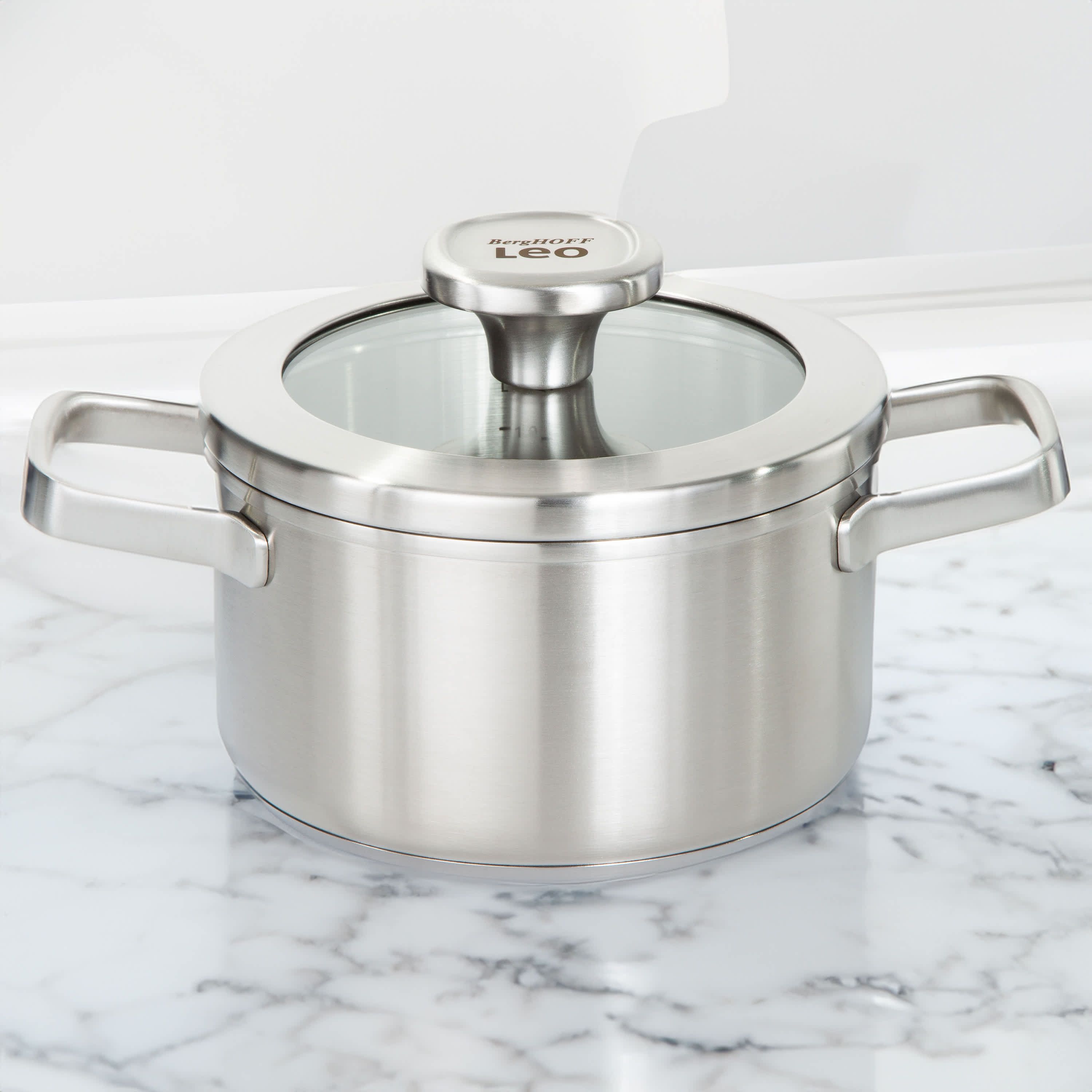 BergHOFF Graphite Recycled 18/10 Stainless Steel Stockpot 6.25", 1.7qt. With Glass Lid
