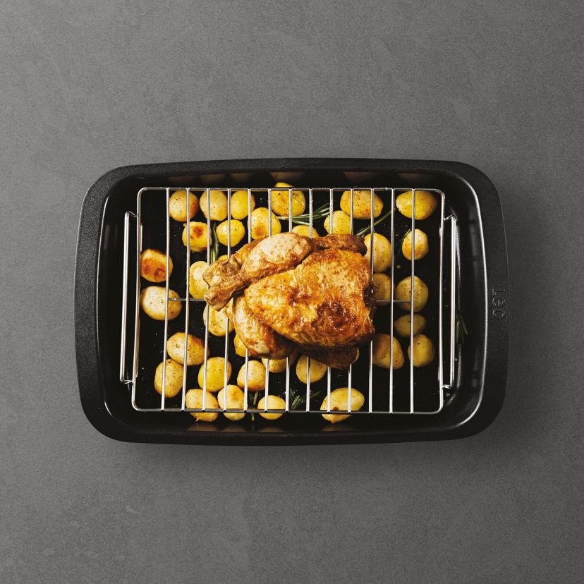 BergHOFF Graphite Nonstick Recycled Cast Aluminum Roaster with Removable Rack 16.5" X 11" X 2.75"