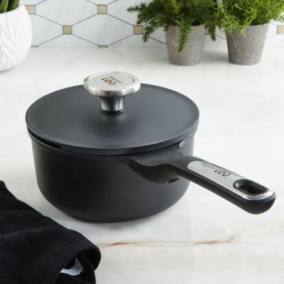 BergHOFF Phantom Nonstick Ceramic Covered Saucepan 7", 2.1qt., Recycled Cast Aluminum, Black