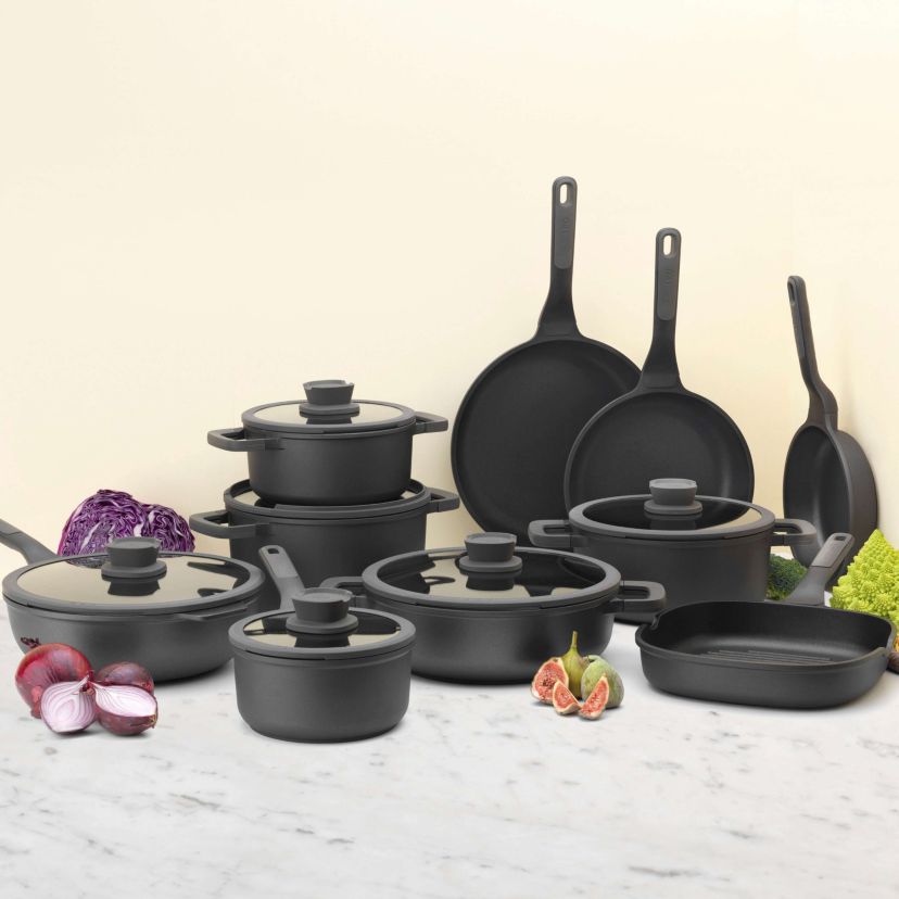 BergHOFF Leo Stone+ Nonstick Ceramic Frying Pan 11", Recycled Cast Aluminum