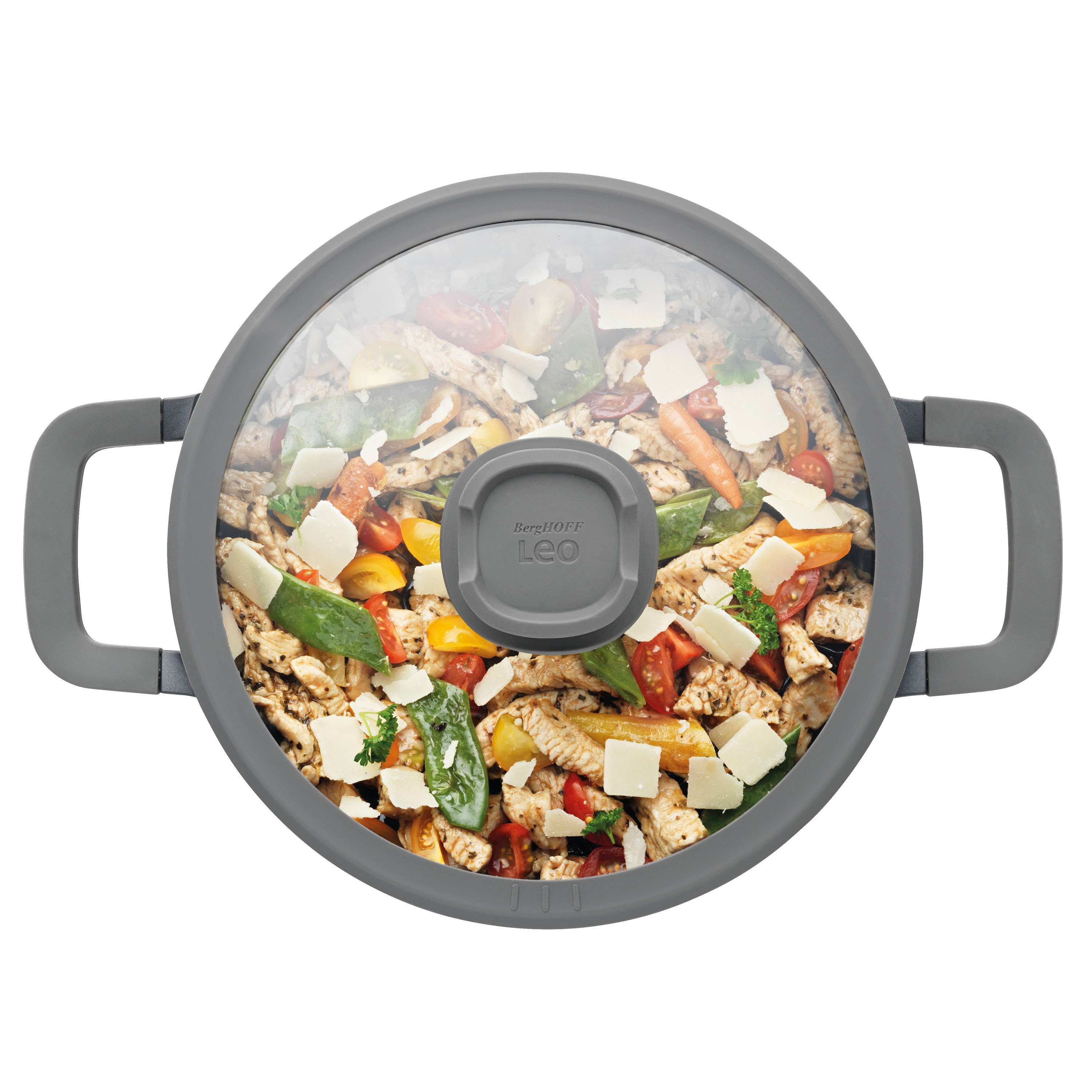 BergHOFF Leo Stone+ Nonstick Ceramic 10" Stockpot 4.6qt. With Glass Lid, Recycled Cast Aluminum