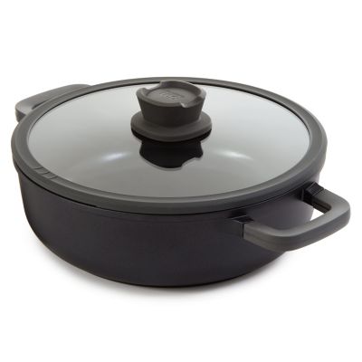 BergHOFF Leo Stone+ Nonstick Ceramic 11" Sauté Pan 5qt. With Glass Lid, Recycled Cast Aluminum
