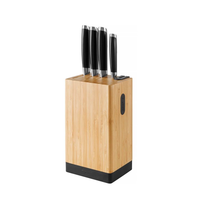 BergHOFF Leo Graphite 5Pc Knife Block Set, Stainless Steel, Wood Block
