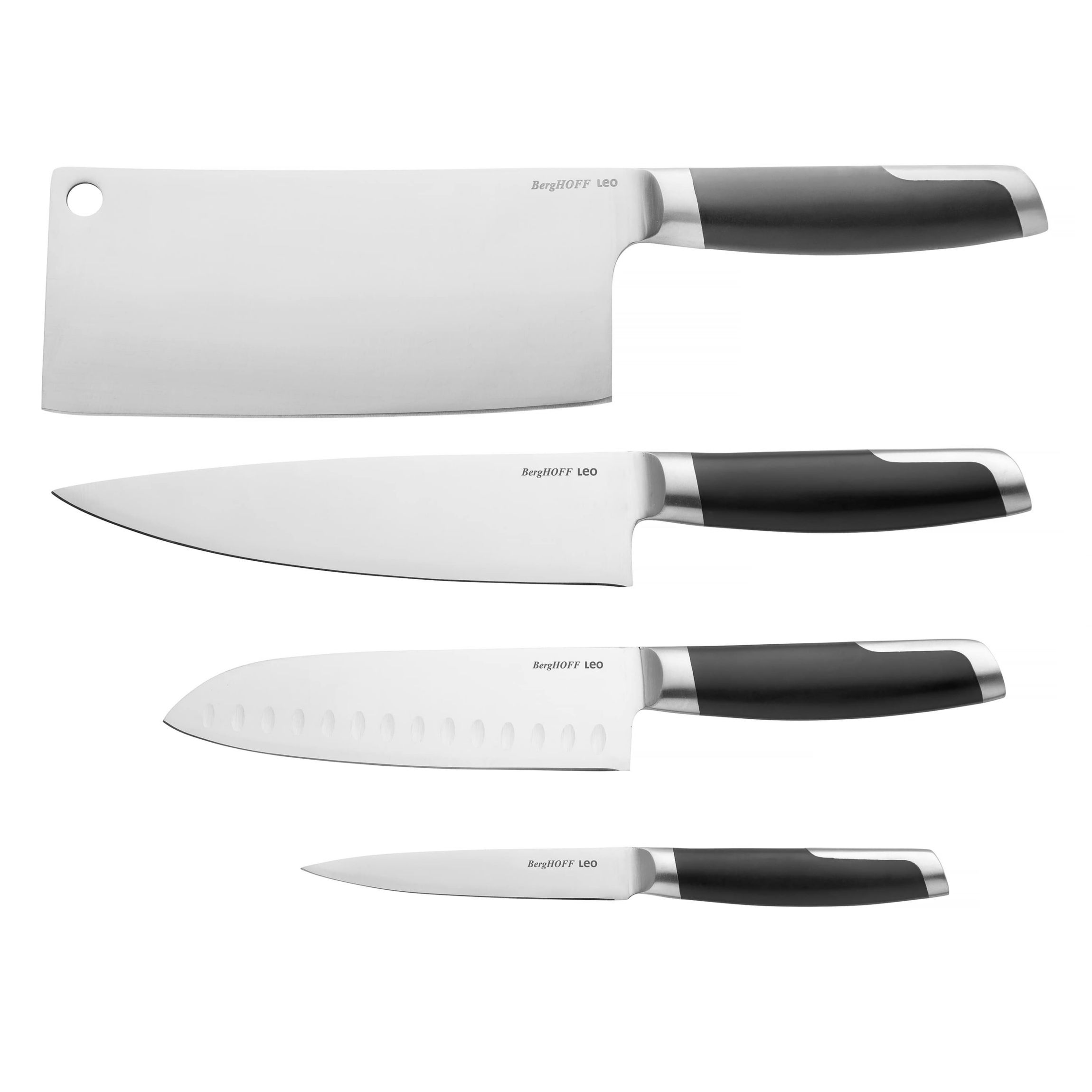 BergHOFF Leo Graphite 5Pc Knife Block Set, Stainless Steel, Wood Block