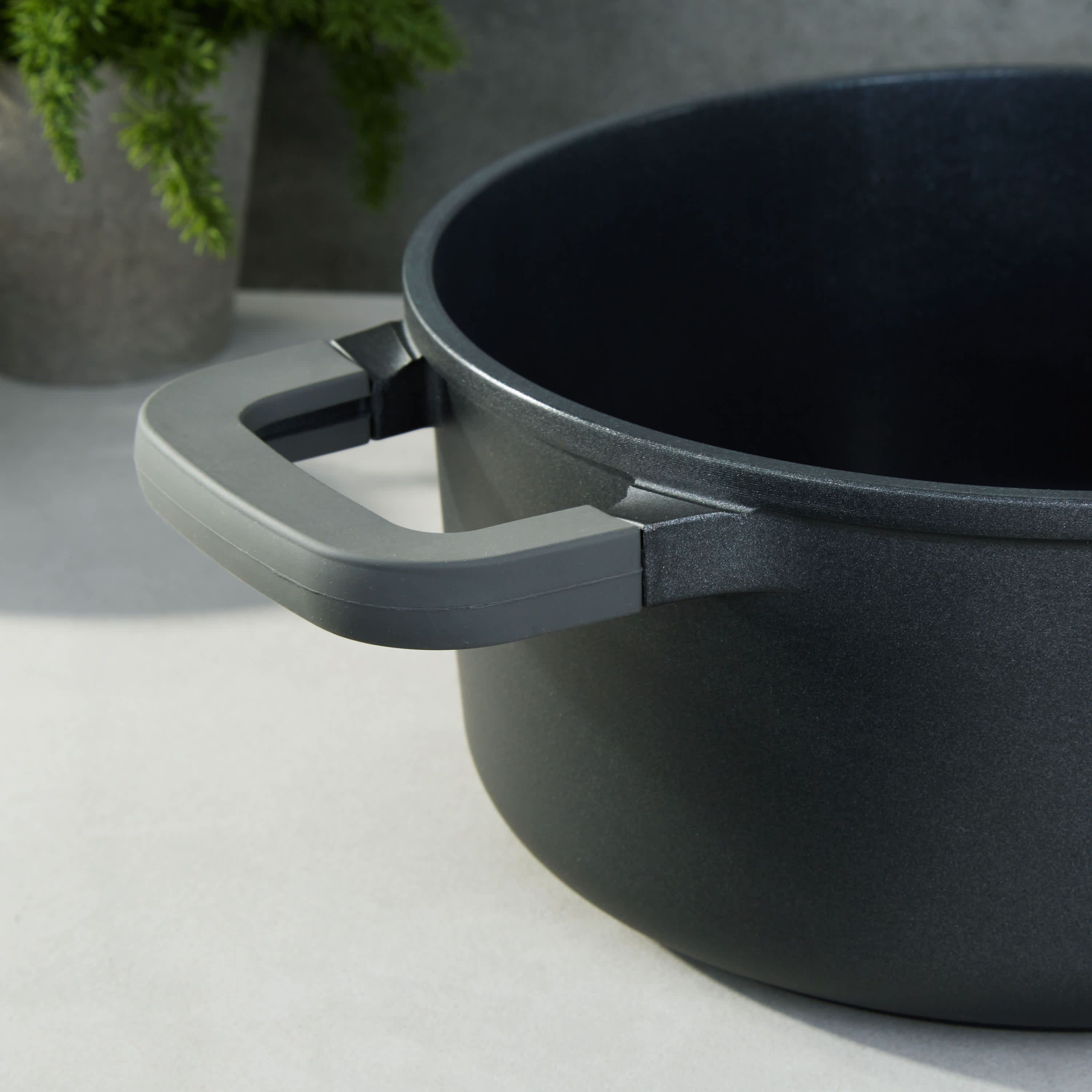 BergHOFF Leo Stone+ 5Pc Nonstick Ceramic Cookware Set With Glass Lid, Recycled Cast Aluminum