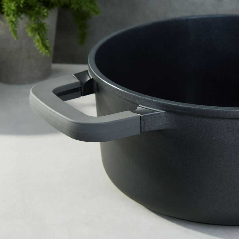 BergHOFF Leo Stone+ 5Pc Nonstick Ceramic Cookware Set With Glass Lid, Recycled Cast Aluminum