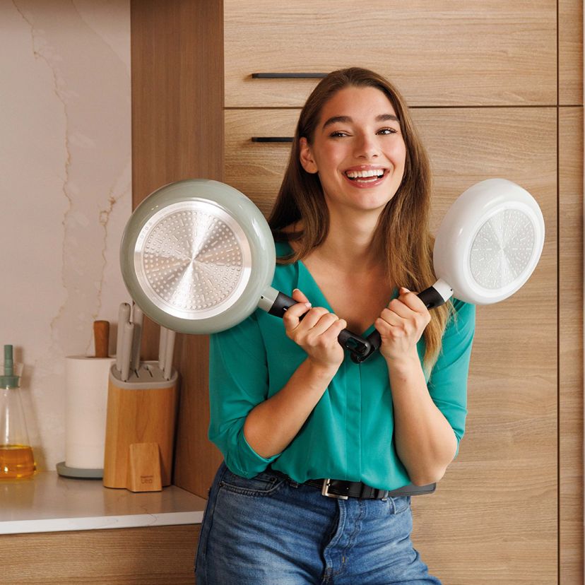 BergHOFF Leo Glints 2Pc Nonstick Ceramic Frying Pan Set, Recycled Aluminum, Spirit