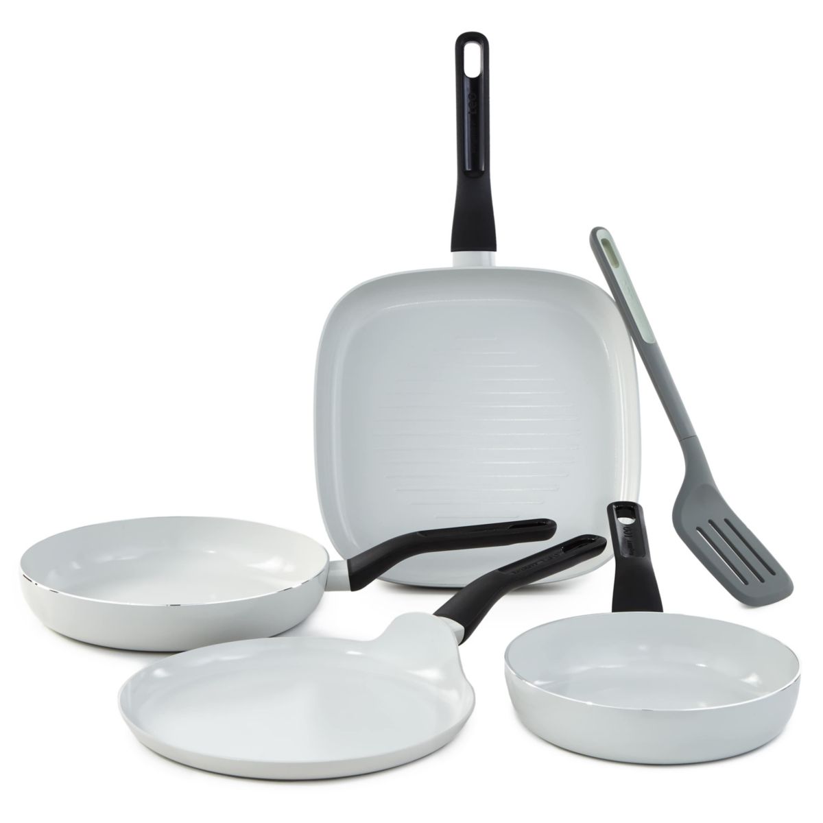 BergHOFF Leo Glints Nonstick Ceramic 5Pc Cookware Set, Recycled Aluminum, Spirit