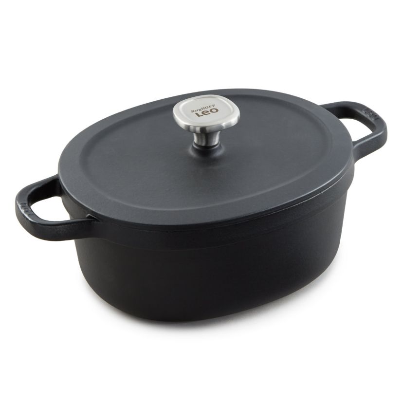 BergHOFF Graphite Enameled Cast Iron 10.75in Covered Oval Stockpot 5qt.