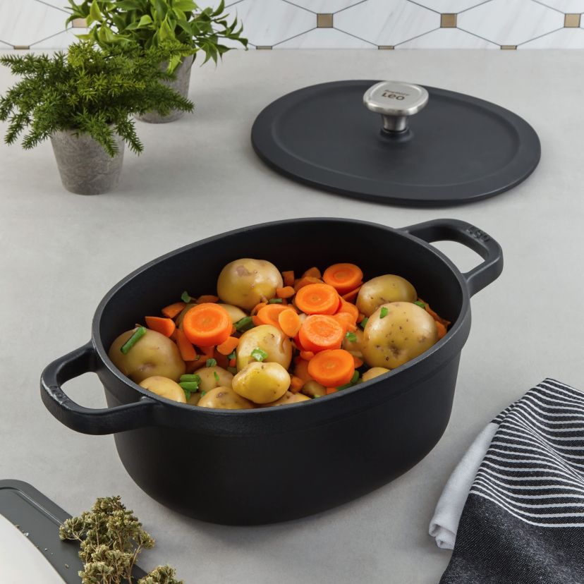 BergHOFF Graphite Enameled Cast Iron 10.75in Covered Oval Stockpot 5qt.