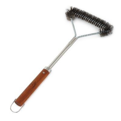 BergHOFF Stainless Steel 16.25" BBQ Brush with Wooden Handle, Brown, 11 x 14