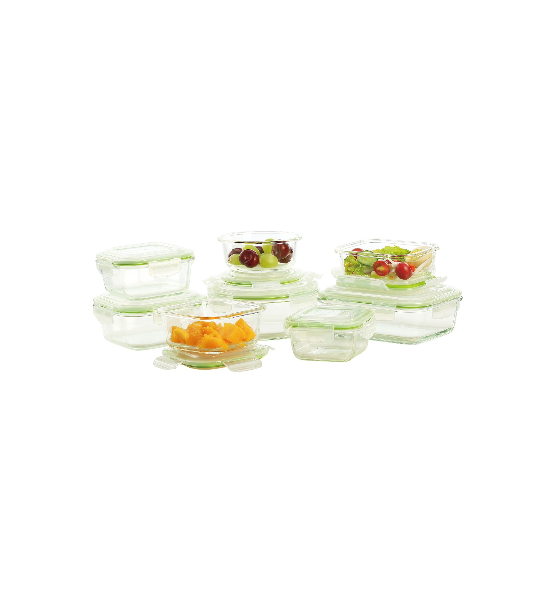 16 Piece Glass with Snap Lid Storage Set